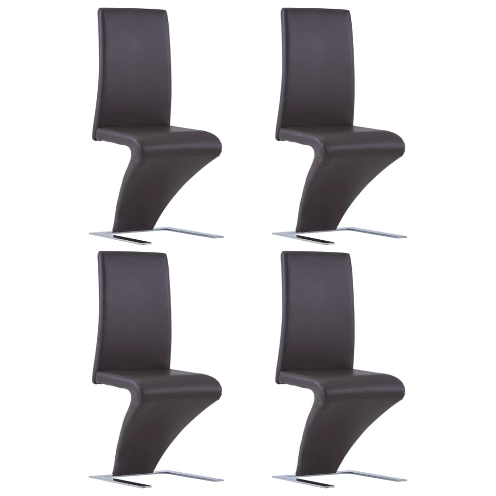 Set de 4 scaune de bucatarie, vidaXL, Maro inchis, 44 x 58 x 99cm, Piele ecologica