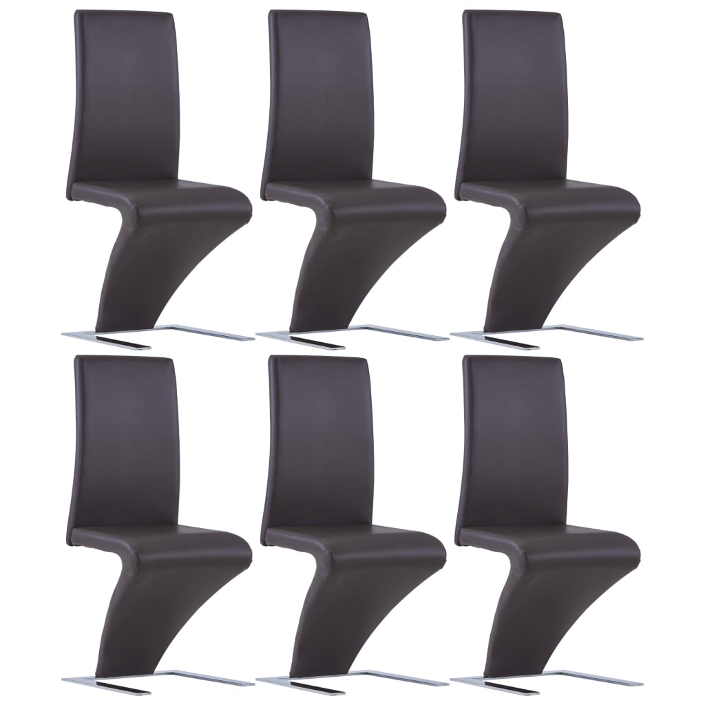 Set de 6 scaune de bucatarie, vidaXL, Maro inchis, 44 x 58 x 99cm, Piele ecologica
