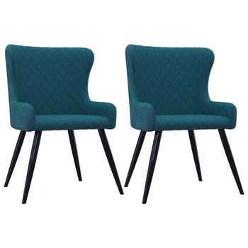Set 2 scaune de bucatarie vidaXL, Tesatura, 60 x 55 x 84 cm Albastru
