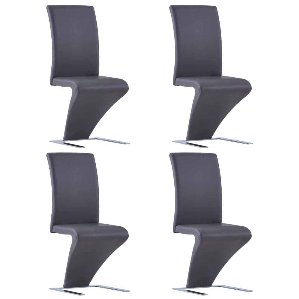 Set de 4 scaune de bucatarie, vidaXL, Gri inchis, 44 x 58 x 99cm, Piele ecologica