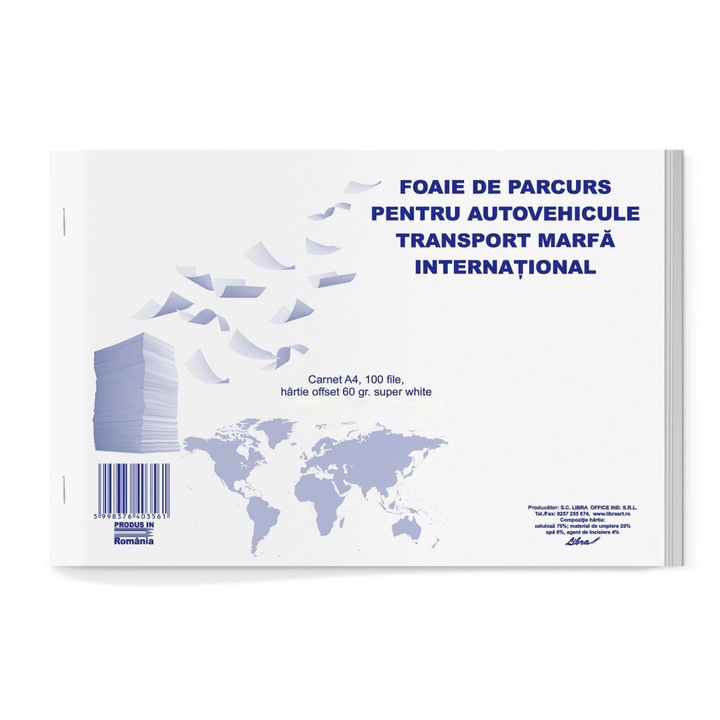 Foaie parcurs marfa international A4 carnet 100 file