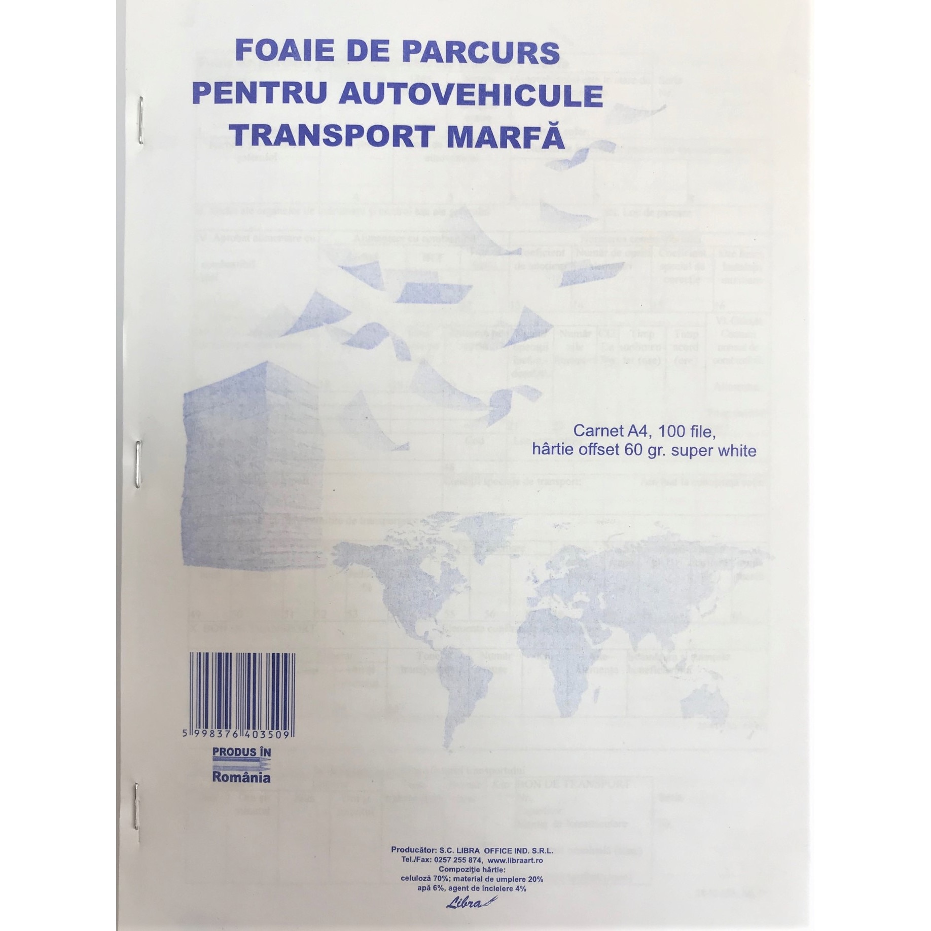 Foaie parcurs transport marfa A4 carnet 100 file
