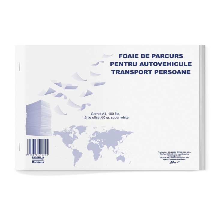 Foaie parcurs transport persoane A4 carnet 100 file