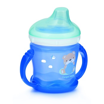 Canita anti-varsare, manere, fara BFA, albastru, Canpol, 180 ml 57/300 Canita anti-varsare, manere, fara BFA, albastru, Canpol, 180 ml 57/300