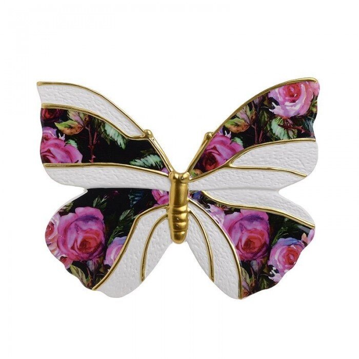 Decoratiune perete fluture multicolor din ceramica 32 x 22 cm