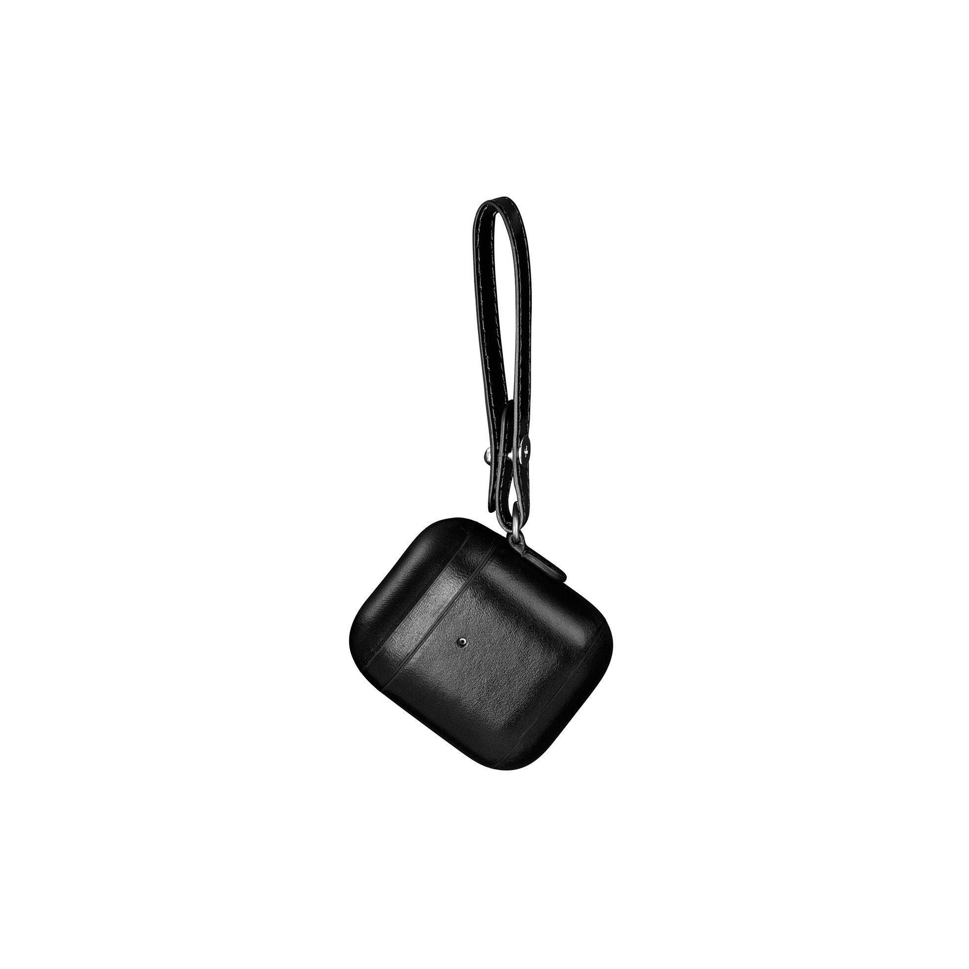 Carcasa / husa din piele naturala, interior microfibra, decupaj indicator LED, curelusa detasabila, pentru AirPods 1 / AirPods 2 - iCarer Vintage, Negru