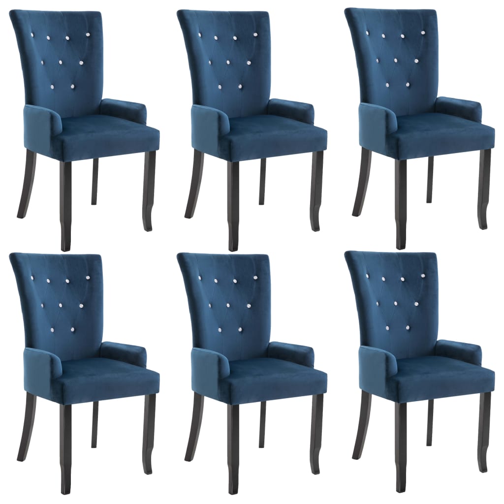 Set 6 scaune de bucatarie vidaXL, Tesatura, 54 x 56 x 106 cm Albastru