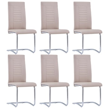 Set 6 scaune bucatarie, vidaXL, Velur/Otel, 42 x 52,5 x 100 cm, Maro deschis Set 6 scaune bucatarie, vidaXL, Velur/Otel, 42 x 52,5 x 100 cm, Maro deschis