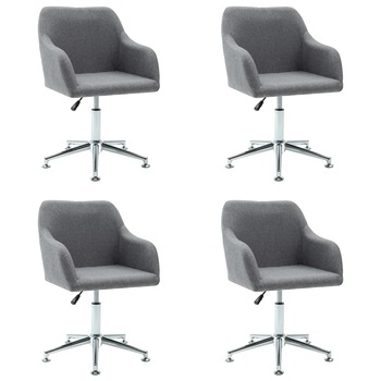 Set 4 scaune bucatarie, vidaXL,Textil/otel, 55 x 53 x (78-92) cm, Gri deschis