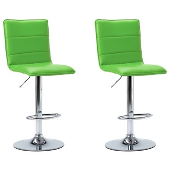Set 2 scaune bar, vidaXL, 42 x 52 x (95,5-117) cm, Verde, otel