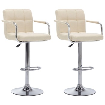 Set de 2 scaune de bar, vidaXL, 53 x 52 x (92-112) cm, Crem, Textil Set de 2 scaune de bar, vidaXL, 53 x 52 x (92-112) cm, Crem, Textil
