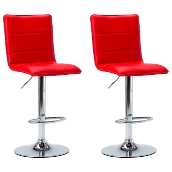 Set 2 scaune bar, vidaXL, 42 x 52 x (95,5-117) cm, Rosu, otel