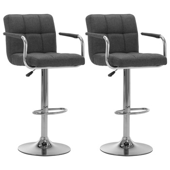 Set de 2 scaune de bar, vidaXL, 53 x 52 x (92-112) cm, Gri inchis, Textil Set de 2 scaune de bar, vidaXL, 53 x 52 x (92-112) cm, Gri inchis, Textil