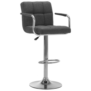 Scaun de bar, vidaXL, 53 x 52 x (92-112) cm, Gri inchis, Textil Scaun de bar, vidaXL, 53 x 52 x (92-112) cm, Gri inchis, Textil