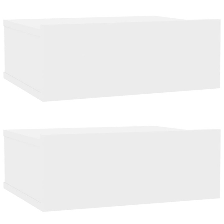 vidaXL 2 db lebegő éjjeliszekrény, forgácslap, 40 x 30 x 15 cm, magasfényű fehér