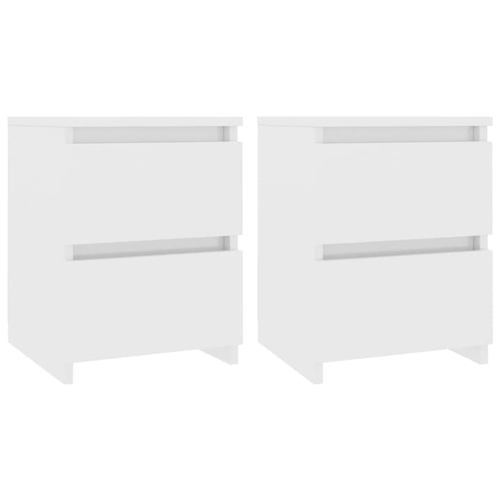 Нощни шкафчета vidaXL, 2 бр, бял силен гланц, 30х30х40 см, ПДЧ