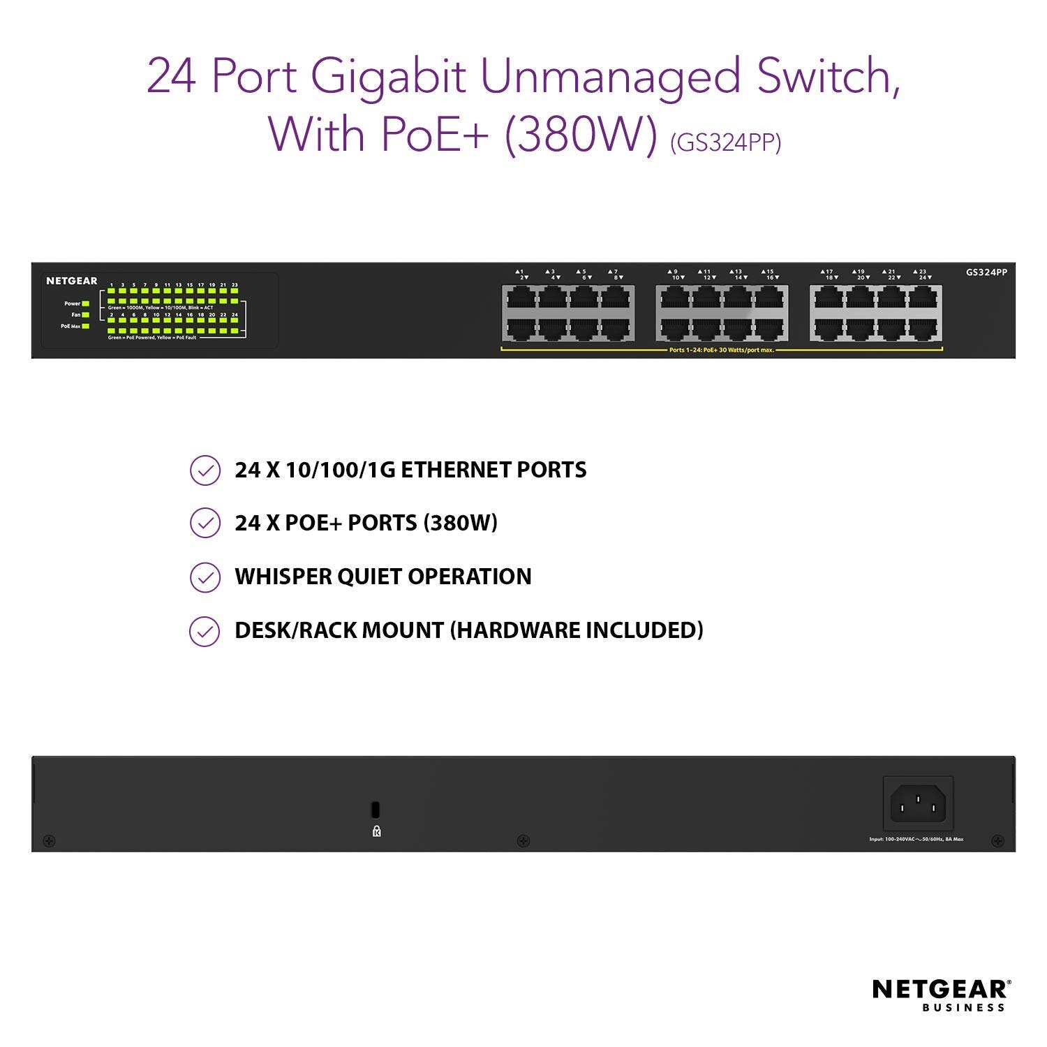 Суич Netgear Gs324pp 24 X 101001000 Mbps Gigabit Ethernet 24 X Poe