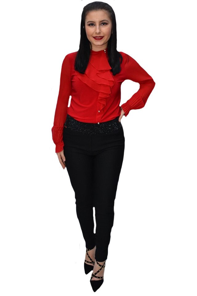 Pantaloni Janette cu insertii de strasuri ,D&J Exclussive,negru