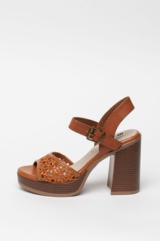 MTNG, Sandale de piele ecologica cu toc masiv MTNG, Sandale de piele ecologica cu toc masiv