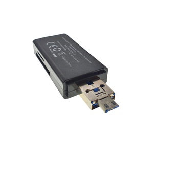 Cititor carduri CR3in1, OTG, cu USB 3.1 tip C si USB 2.0 cu microUSB Cititor carduri CR3in1, OTG, cu USB 3.1 tip C si USB 2.0 cu microUSB