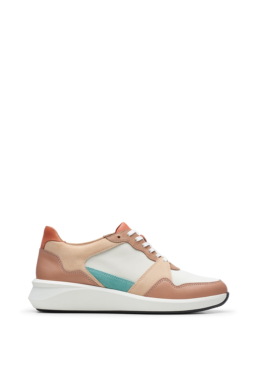 Clarks, Pantofi sport de piele si piele intoarsa, cu model colorblock Un Rio Run