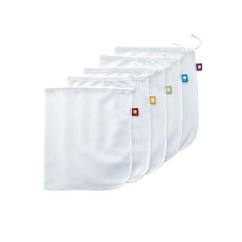 Set 5 saci din plasa pentru depozitare fructe si legume, organizatoare prevazute cu snur de inchidere, reutilizabile, lavabile, albe FMD239 Set 5 saci din plasa pentru depozitare fructe si legume, organizatoare prevazute cu snur de inchidere, reutilizabile, lavabile, albe FMD239
