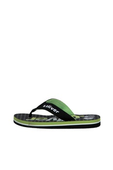s.Oliver, Papuci flip-flop cu detaliu logo, Negru, 33 EU s.Oliver, Papuci flip-flop cu detaliu logo, Negru, 33 EU