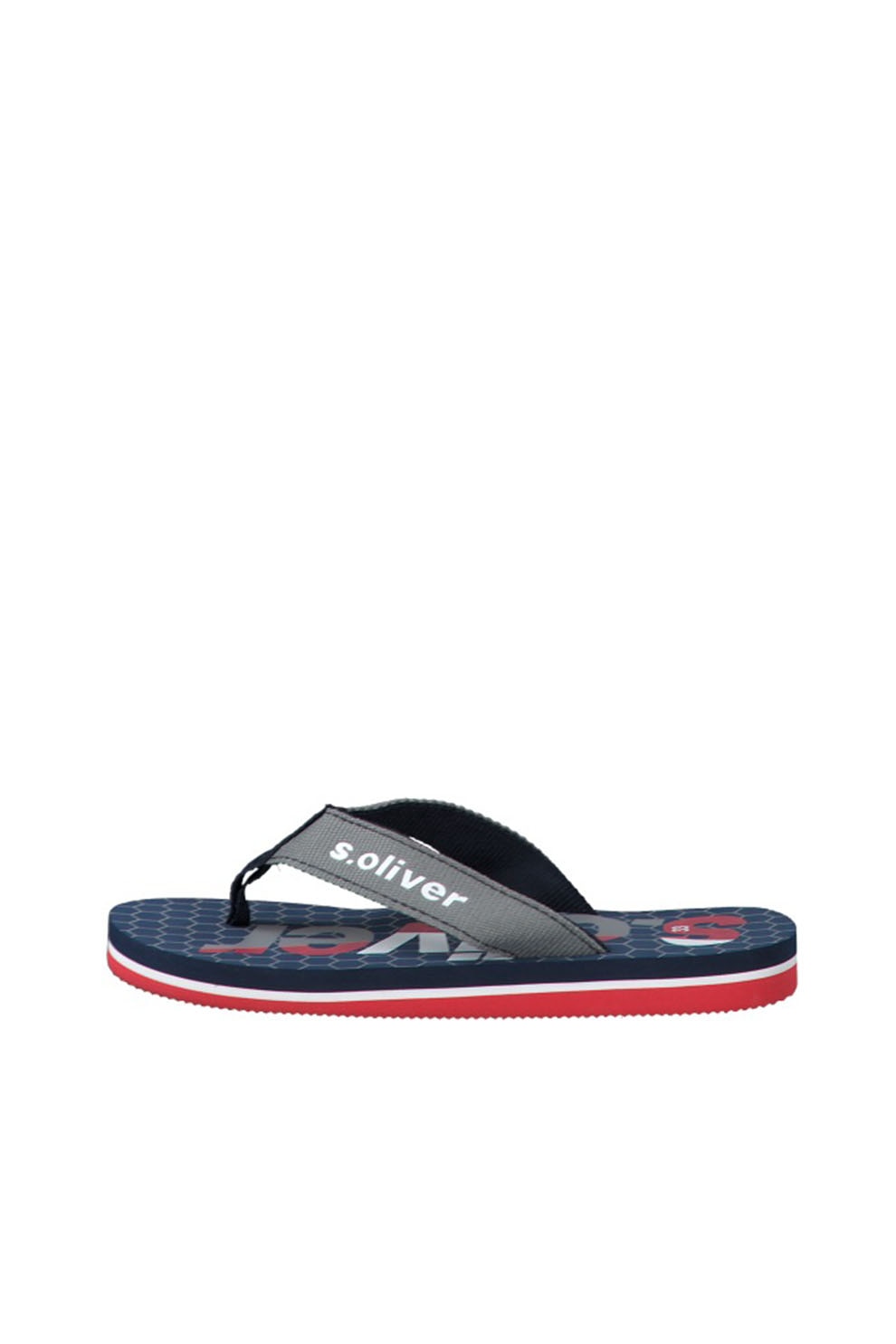 s.Oliver, Papuci flip-flop cu detaliu logo, Gri, 33 EU
