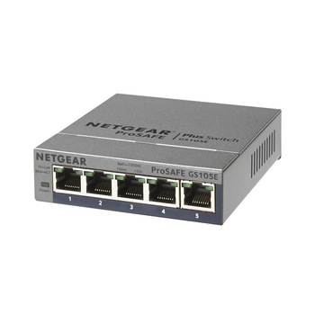 Switch NetGear ProSAFE GS105Ev2, 5 porturi Gigabit Smart Managed Plus, Desktop Switch NetGear ProSAFE GS105Ev2, 5 porturi Gigabit Smart Managed Plus, Desktop