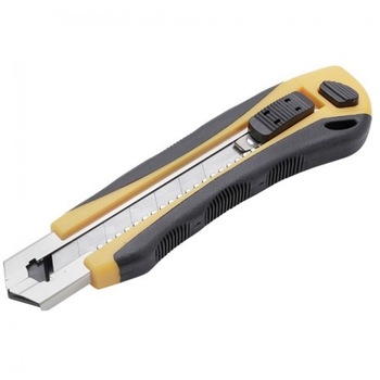 Cuter Tolsen cu lama cu clic dimensiuni 61x19 mm , Cu 5 lame , Scop Industrial , Material Carcasa ABS , Material lama SK5 , Galben/negru Cuter Tolsen cu lama cu clic dimensiuni 61x19 mm , Cu 5 lame , Scop Industrial , Material Carcasa ABS , Material lama SK5 , Galben/negru