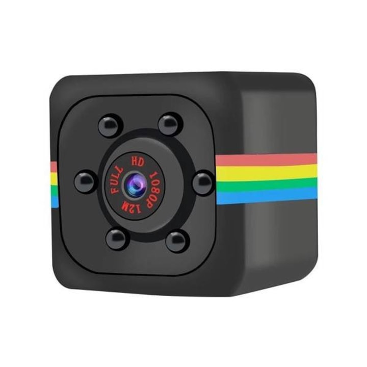 Mini camera metalica SQ11 PRO cu functie foto-video, suporta memorieSD 32GB, iesire AV, Negru, suport prindere inclus, Urban Trends ®