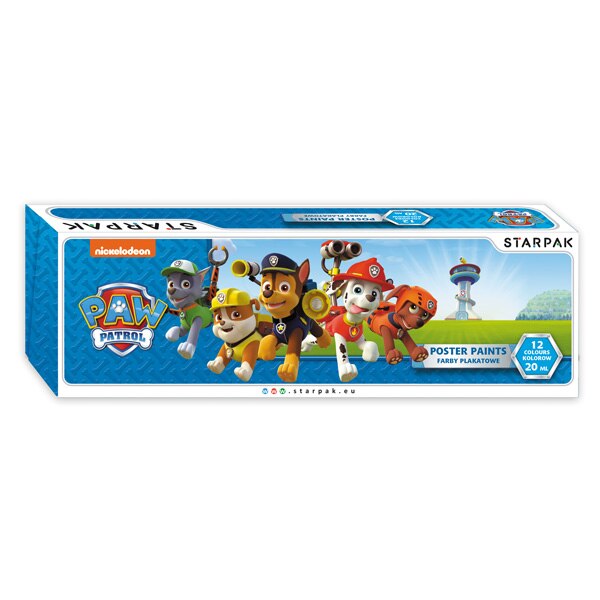Acuarele - guase Paw Patrol 20 ml, 12 culori/set - STARPAK
