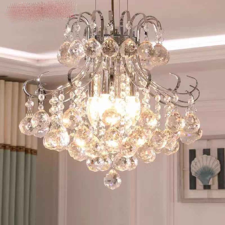 Lampa suspendata eleganta , Candelabru cristal 501/400, aluminiu/cristale artificiale, culoarea cromului
