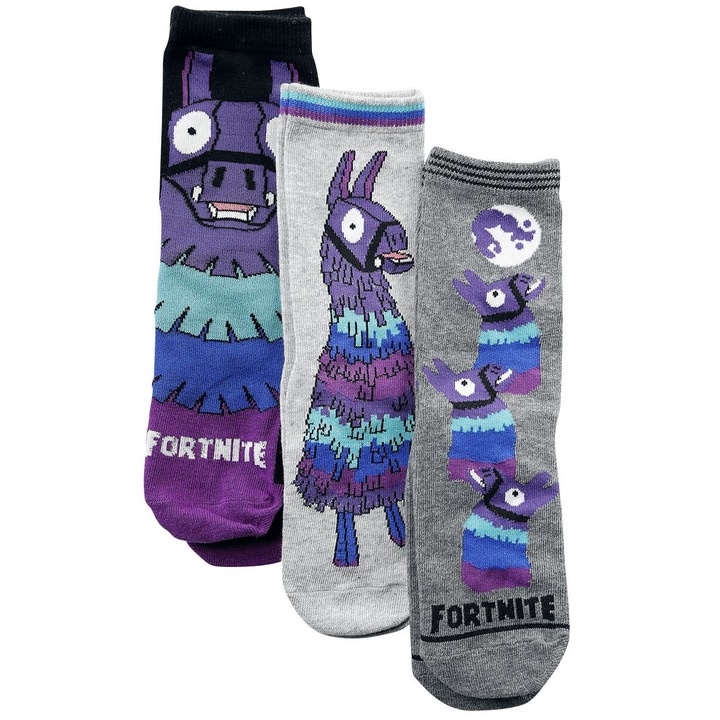 КОМПЛЕКТ 3 чифта детски чорапи Fortnite, Llama, Multicolor, Многоцветен