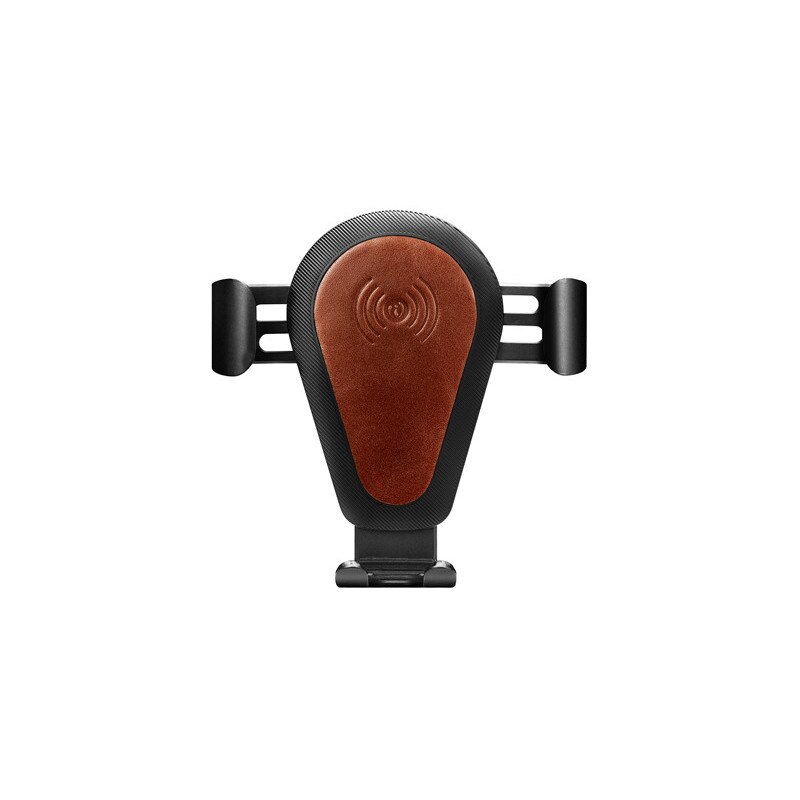 Incarcator auto wireless cu piele naturala, cablu Micro USB inclus - iCarer Vintage, Maro coniac
