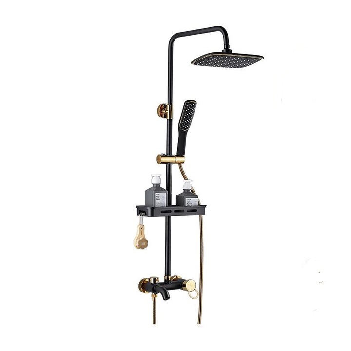 Coloana De dus, Negru-Auriu, Ajustabila pe inaltime, AquaSpa