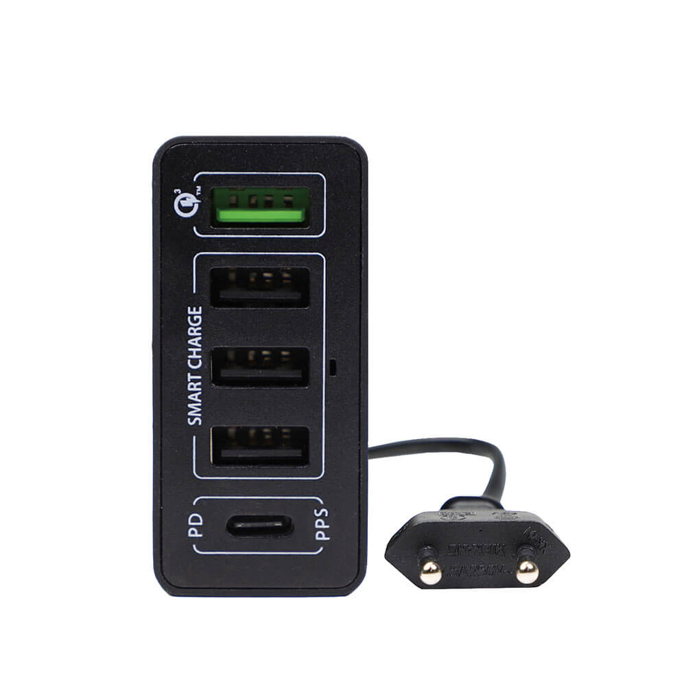 Sursa de alimentare cu iesire 4xUSB si iesire USB-C, 4smarts VoltPlug PPS Power Delivery , QC3.0 60W, negru