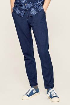 Pepe Jeans London, Pantaloni conici din chambray, Bleumarin Pepe Jeans London, Pantaloni conici din chambray, Bleumarin