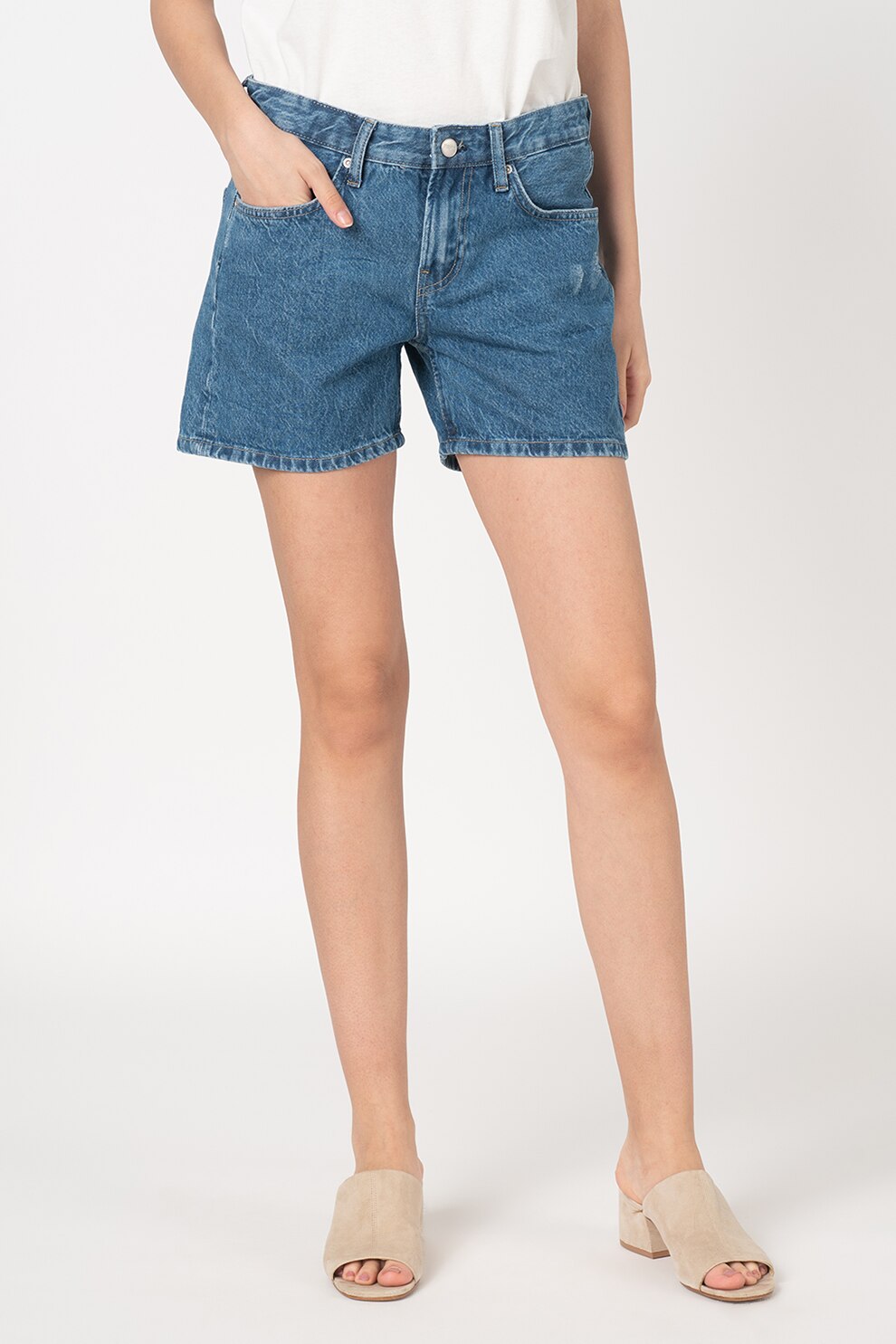 Pepe Jeans London, Pantaloni scurti din denim Mable, Albastru, 25