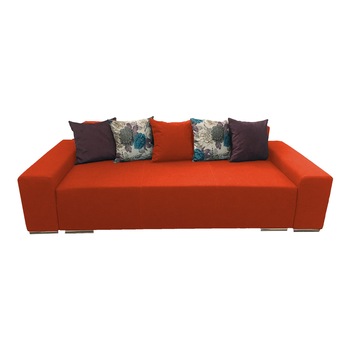 Canapea extensibila Urban, MobAmbient, Portocaliu, material textil, extensie din plasa de arcuri tip relaxa, cu lada de depozitare, 5 perne incluse, 240x150 cm Canapea extensibila Urban, MobAmbient, Portocaliu, material textil, extensie din plasa de arcuri tip relaxa, cu lada de depozitare, 5 perne incluse, 240x150 cm