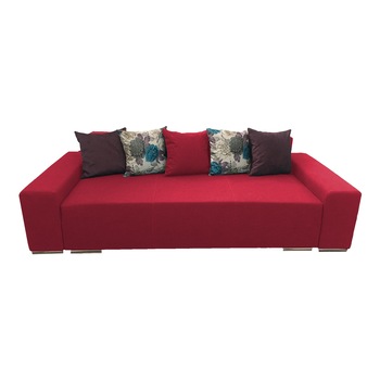Canapea extensibila Urban, MobAmbient, Rosu, material textil, extensie din plasa de arcuri tip relaxa, cu lada de depozitare, 5 perne incluse, 240x150 cm Canapea extensibila Urban, MobAmbient, Rosu, material textil, extensie din plasa de arcuri tip relaxa, cu lada de depozitare, 5 perne incluse, 240x150 cm