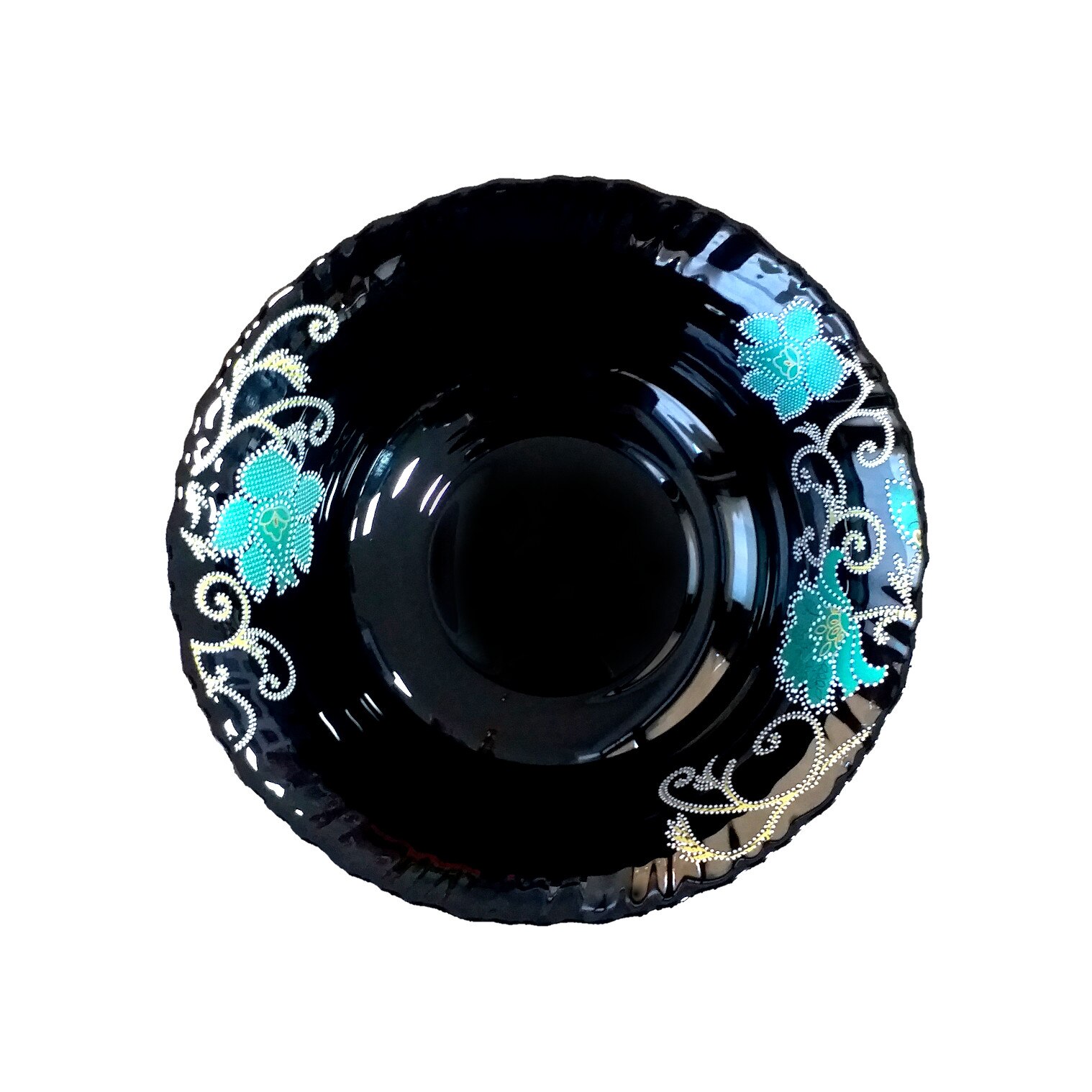 Bol negru imprimeu floral,opal,22.5cm