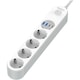 Prelungitor cu protectie Serioux SRXP-PS44W, 4 x schuko, 100-240V, 50-60Hz, 2500 W-10A, 4 porturi USB (auto max), USB-C1-20W, USB-C2/A1/A2-12W, Amperaj port USB (max): 3.4 A, functie auto ID, Antistatic, Buton on/off, 2 m lungime cablu