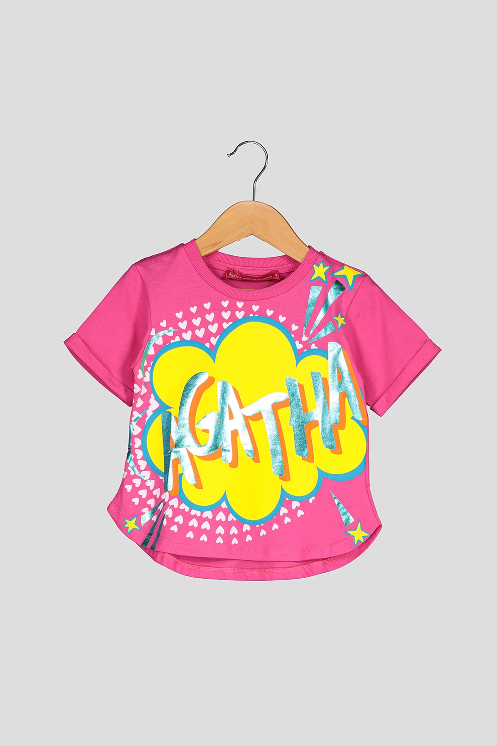 Agatha Ruiz de la Prada, Tricou cu imprimeu logo Comic Bubbles,  Fucsia/Galben/Oranj, 6Y Standard 