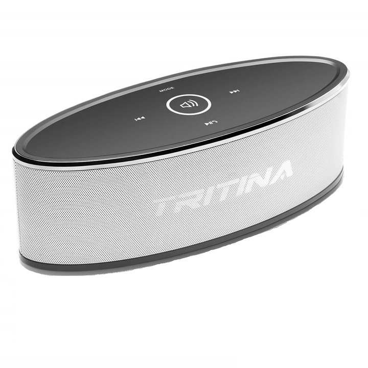 Boxa portabila Tritina LifeSound, Touch control, Bluetooth, AUX, Card TF, sunet HD, 18 W, Argintiu