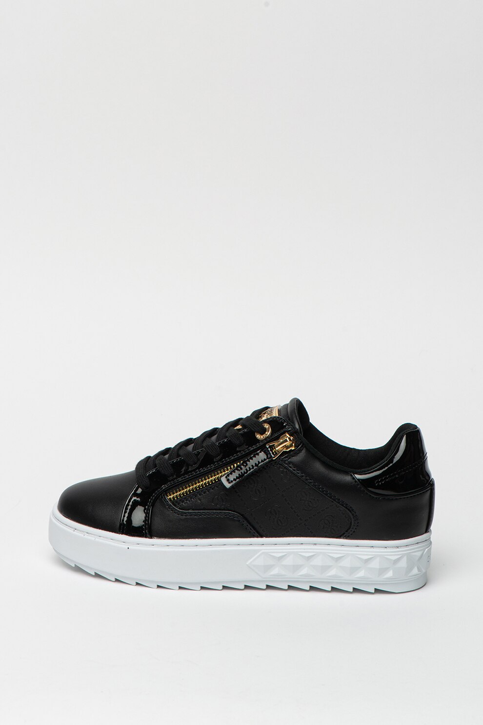 Guess, Pantofi sport din piele ecologica cu talpa striata
