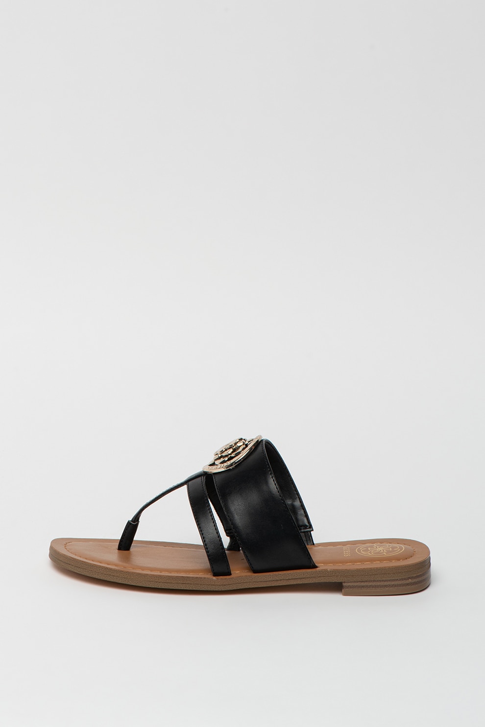 Guess, Papuci de piele ecologica cu bareta separatoare
