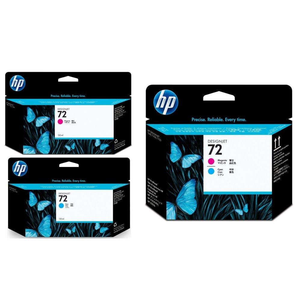 Pachet cartuse cerneala C9372A (72) magenta 130ml C9371A (72) cyan 130ml si cap de printare C9383A (72) magenta/cyan HP original