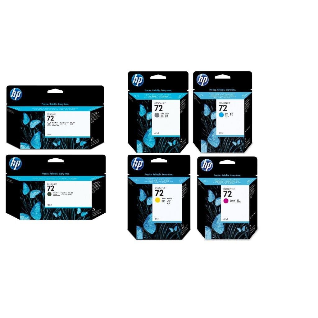 Pachet cartuse cerneala (72) photo black (130ml) matte black (130ml) grey (69ml) cyan (69ml) magenta (69ml) galben (69ml) HP original 536ml
