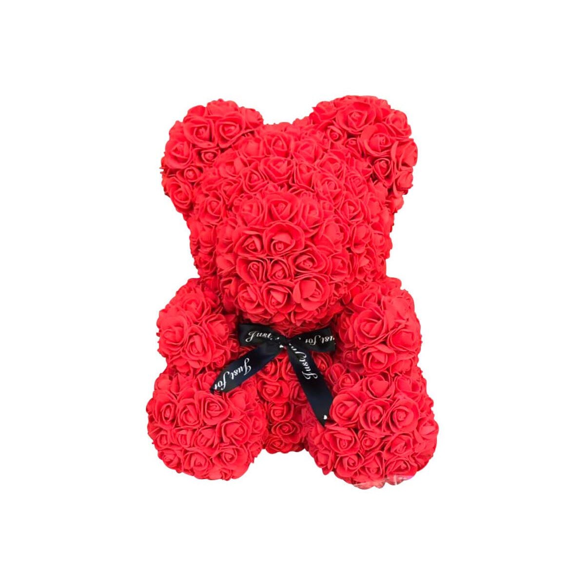 Ursulet din trandafiri rosi cu cutie de lux, Baron, trandafiri rosi, 45cm